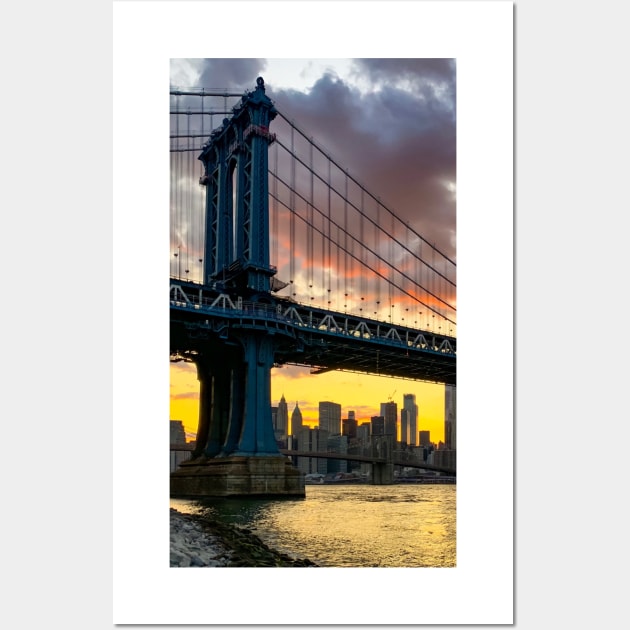 Manhattan Bridge Skyline Sunset Brooklyn New York City Wall Art by eleonoraingrid